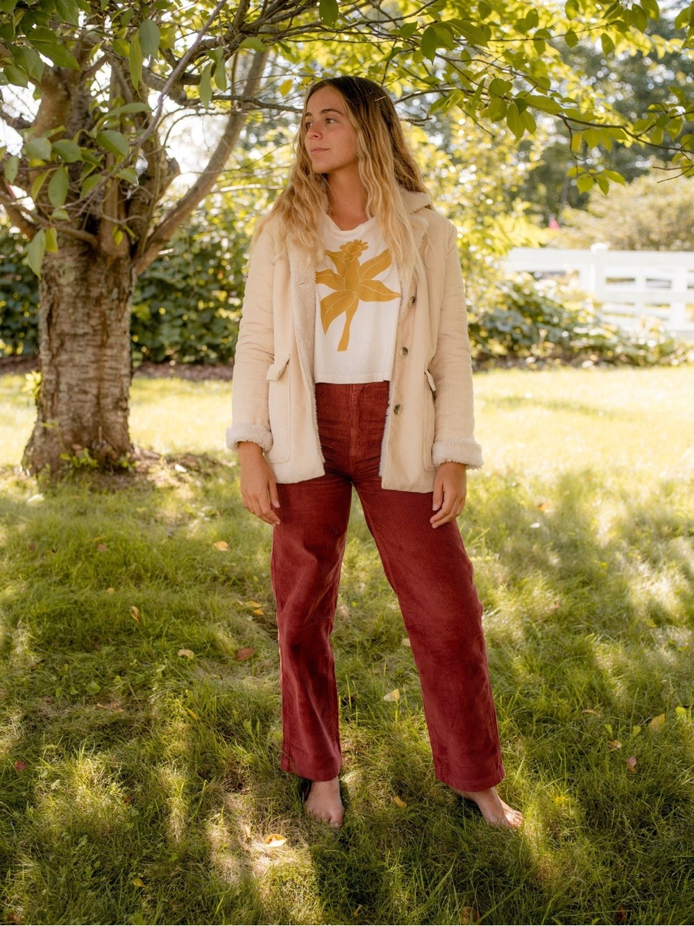 Mollusk California High Waisted Keaton Corduroys Pants in Mulberry M